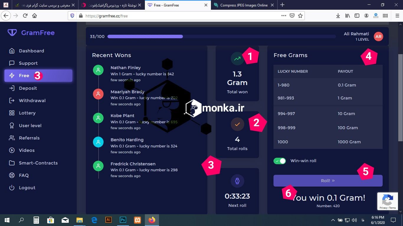کسب درآمد از سایت گرام