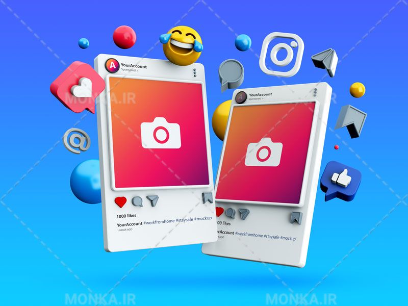 موکاپ اینستاگرام سه بعدی