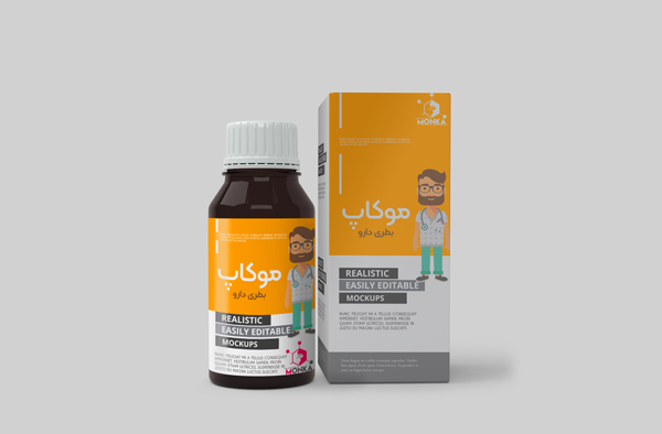 دانلود موکاپ بطری و جعبه دارو