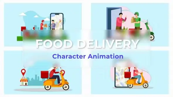 پروژه افترافکت مجموعه انیمیشن با موضوع تحویل غذا
