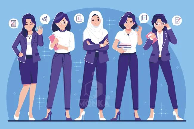 مجموعه کاراکتر زن کارمند به صورت وکتور