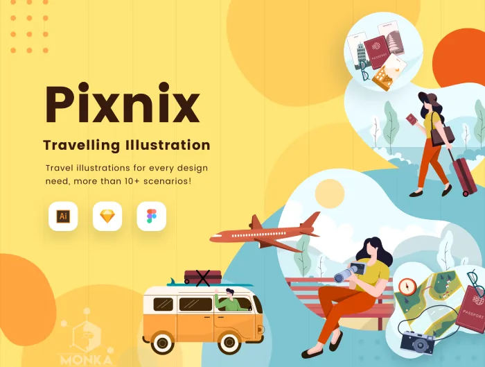  دانلود مجموعه طرح لایه باز با موضوع سفر pixnix