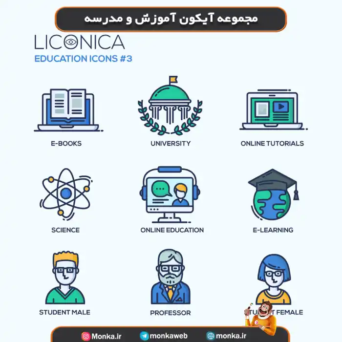 دانلود مجموعه آیکون آموزش و مدرسه