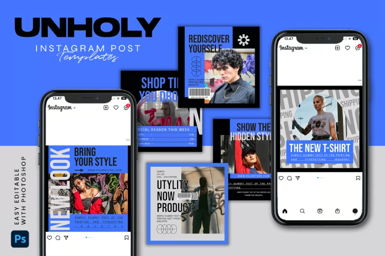 قالب آماده کاور پست اینستاگرام فشن خیابانی UNHOLY
