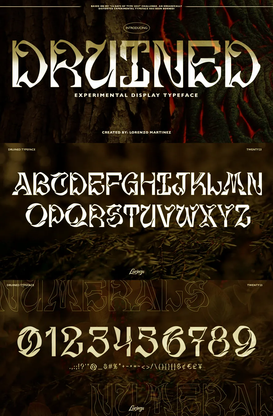 Druined –دانلود فونت Experimental Display Typeface